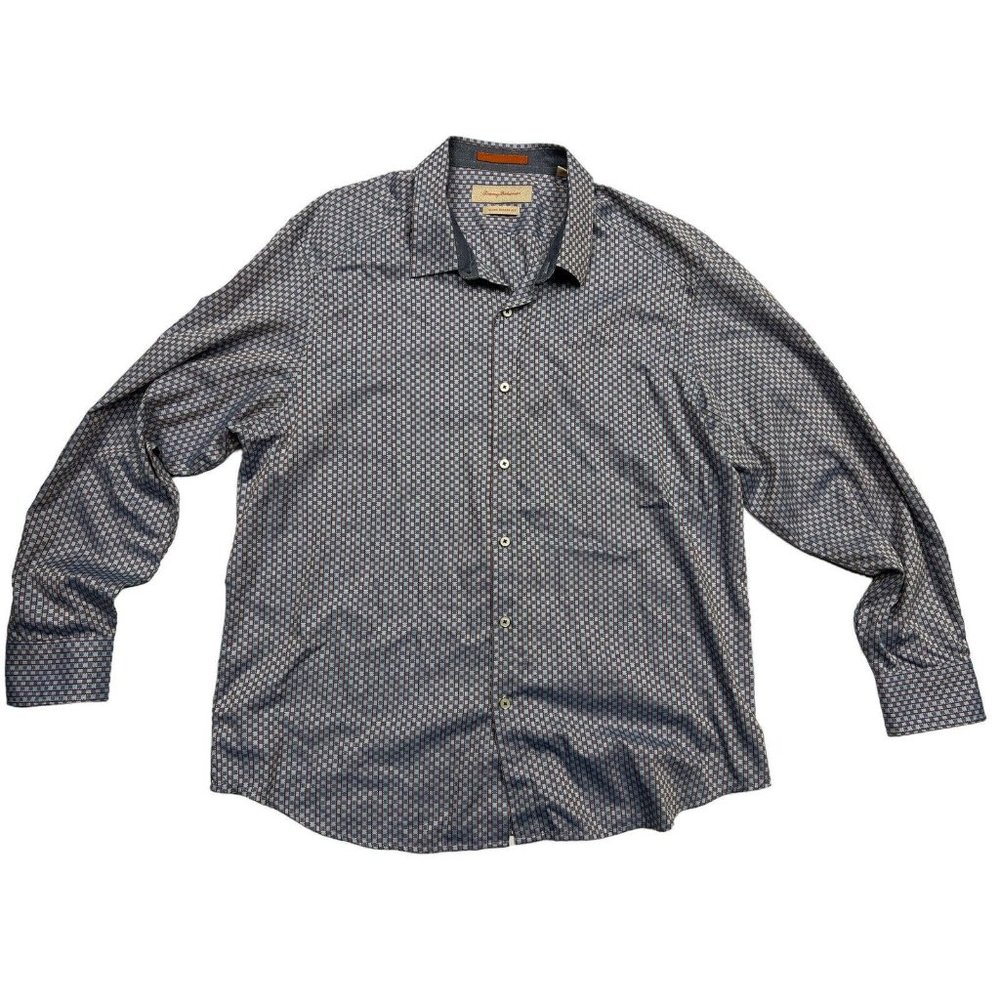 Tommy Bahama Mens XL Island Modern Fit Long Sleeve Button Shirt Blue Check